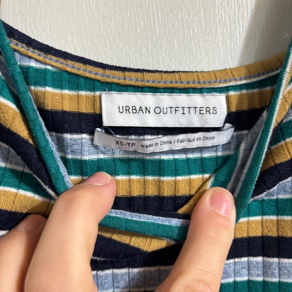 Urban Outfitters Striped Tie Shoulder Ribbed Mini Dress Retro Y2K Multi-Color XS - Picture 4 of 11